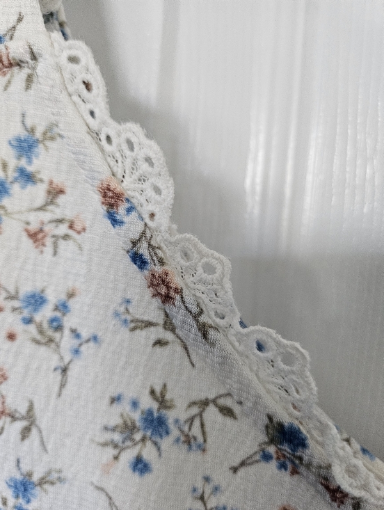 Blu Pepper Floral Babydoll Dress Medium Cottagecore Mini Lace Trim Button Front - Picture 8 of 14